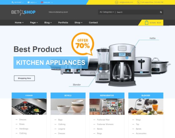 Vina BetaShop - Kitchen Appliances VirtueMart Template