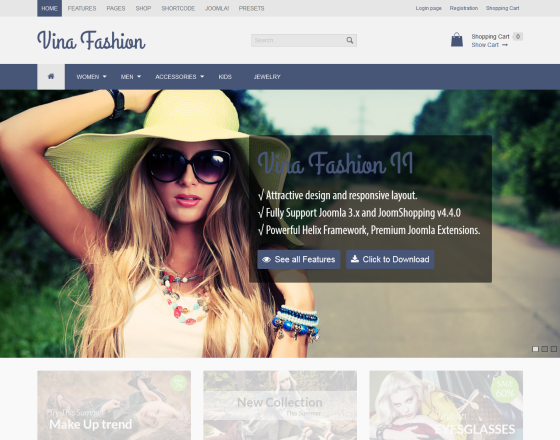 Vina Fashion II - Responsive JShopping & Joomla 3.x Template