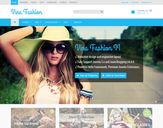 Vina Fashion II - Responsive JShopping & Joomla 3.x Template