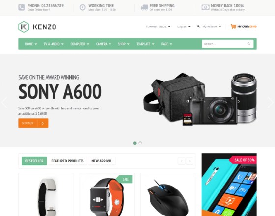 Vina Kenzo - Responsive VirtueMart Joomla Template