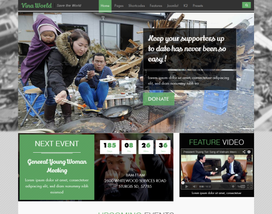 Vina World II - Free Charity & Nonprofit Joomla Template
