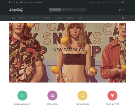 Vina Simplicity - Responsive eCommerce Joomla Template